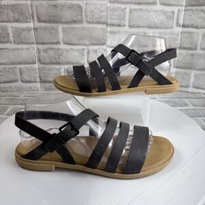 Crocs Tulum Iconic Comfort Women's Size 9 Black Strappy Ankle Strap Sandals